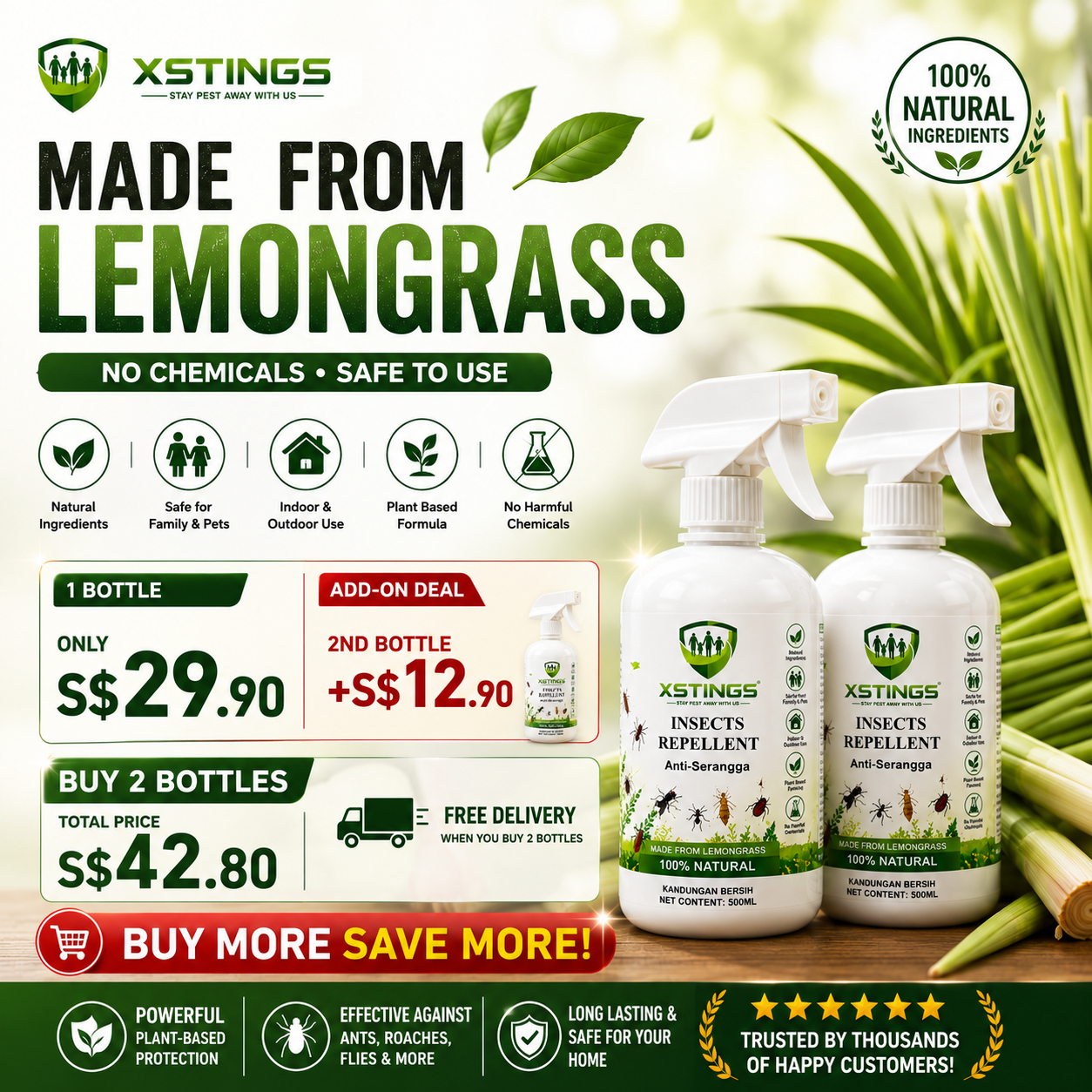 Xsting Insect Repellent 500ml Promo Package !!!
